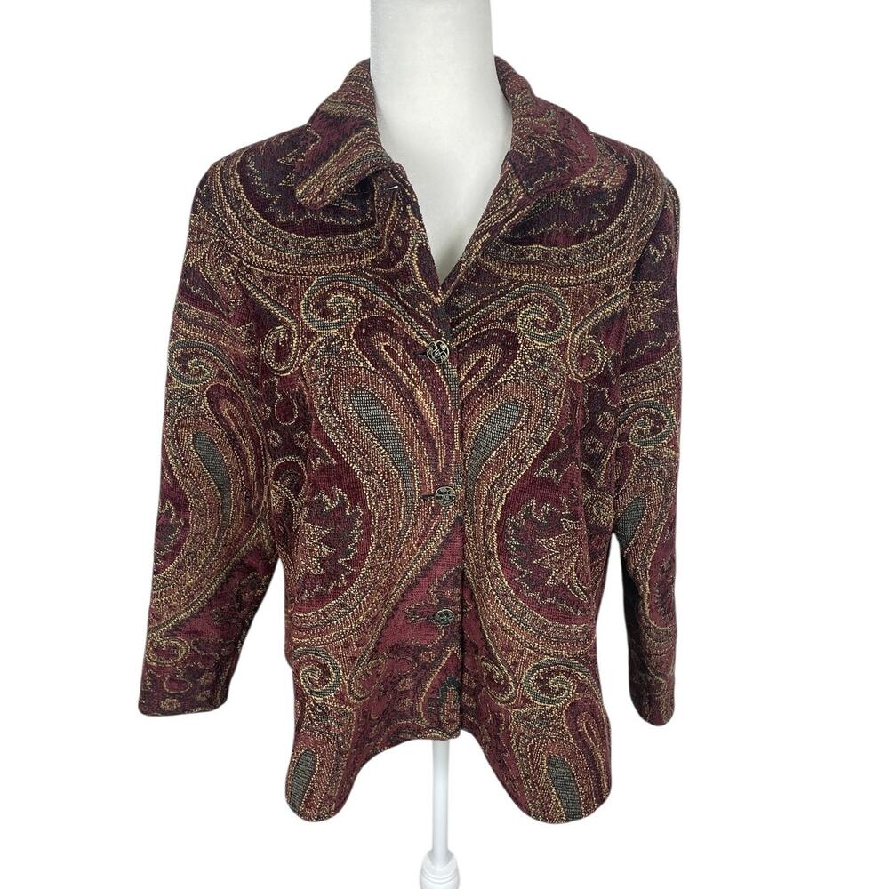 VTG Silverado New Mexico Paisley Tapestry Blazer Jacket Sz M Southwest Artsy USA